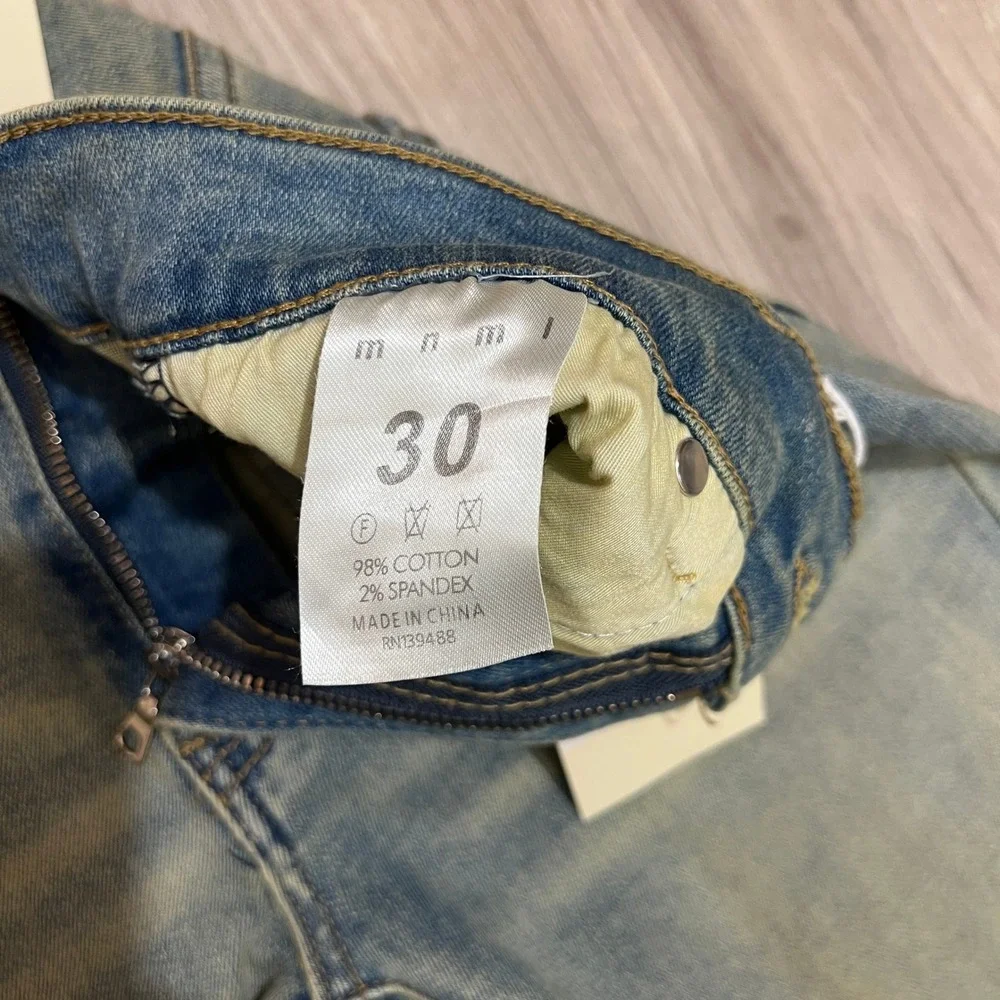 NWT Mnml LA Slim Skinny Distressed Jeans Mens Size 30 Blue Denim Wash